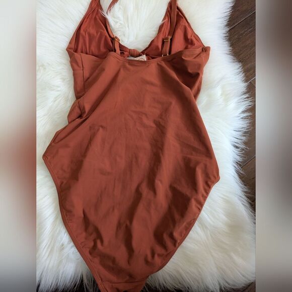 Tory Burch Palma Cutout Swimsuit Desert Spice Brown Orange M Medium - Picture 6 of 7